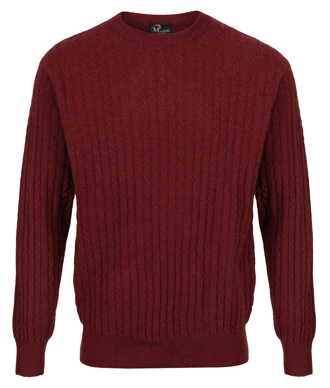 Massoti 100% Lambswool Fine Cable Knit Jumper - Crew Neck